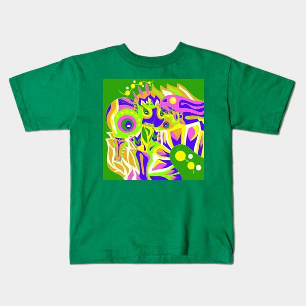 green armored alien suit ecopop Kids T-Shirt by jorge_lebeau